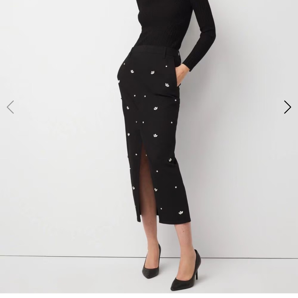 WHBM Embellished Denim Maxi Skirt